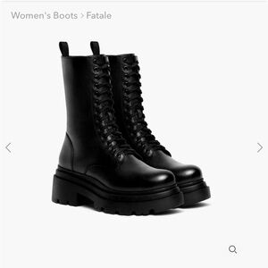 Women's Black Lace-Up Boots